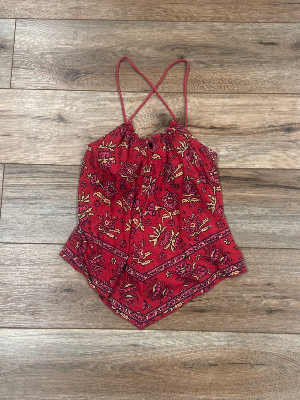 AMERICAN EAGLE Vintage 2000s Boho Western Floral Triangle Tank Top | Size Small
